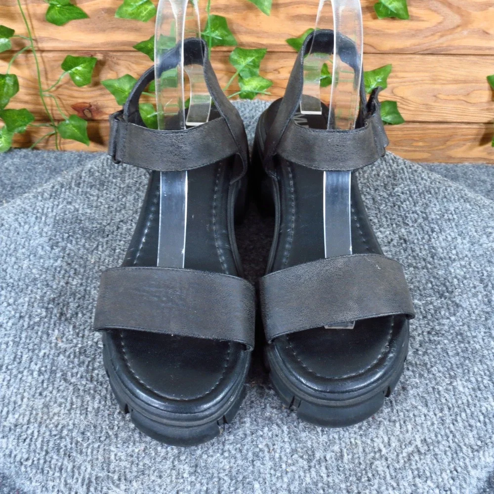MIA Jaci Women Platform Lug Sole Sandals Size 7.5 Fashion Black Manmade